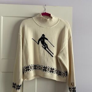 Ivory Ski Pattern Turtleneck Sweater